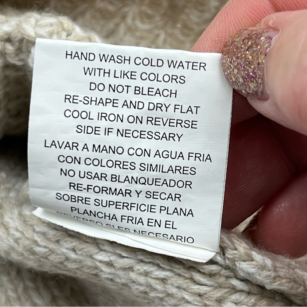Snails & Cinnamon Heathered Tan Sweater Womens Size Large‎ Cable Knit *TINY FLAW - Picture 4 of 11